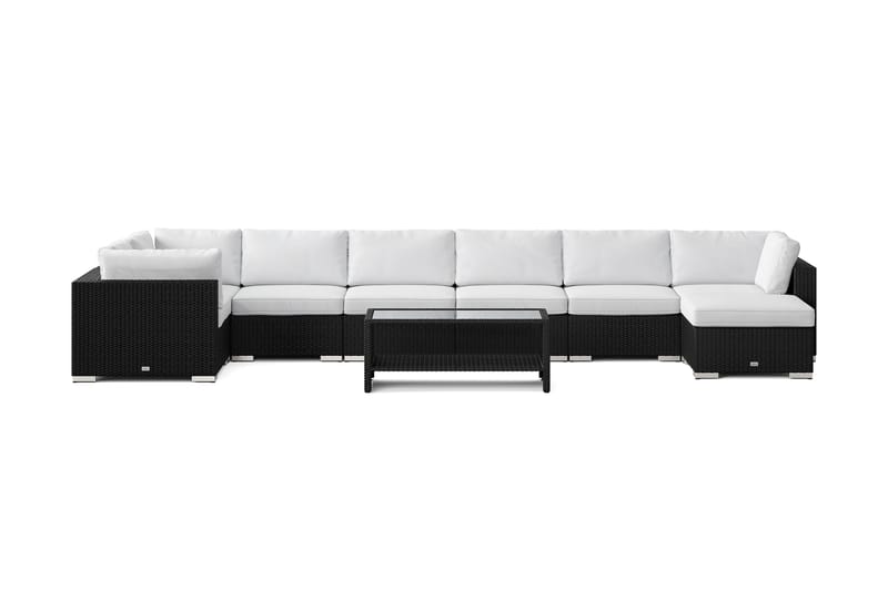 Bahamas U-formad utomhus loungegrupp 8-sits med vändbar divan och bord med hylla - Svart - Utemöbler & utemiljö - Loungemöbler - Loungeset & loungegrupp