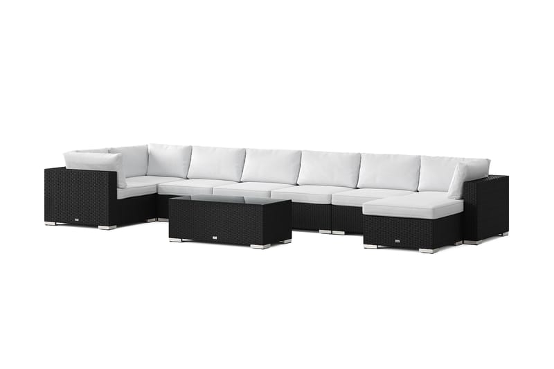 Bahamas U-formad utomhus loungegrupp 8-sits med vändbar divan och bord, Svart