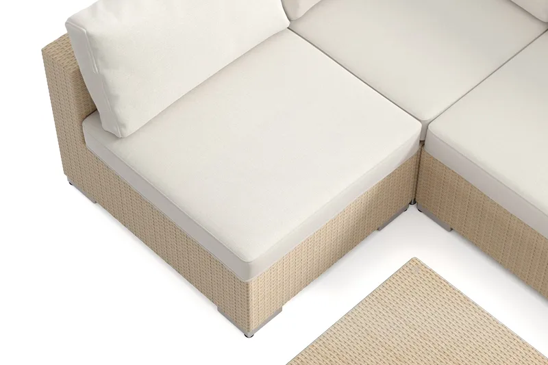 Bahamas U-formad utomhus loungegrupp med öppet avslut, 6-sits med bord - Beige - Utemöbler & utemiljö - Loungemöbler - Loungeset & loungegrupp