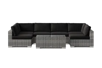 Bahamas U-formad utomhus loungegrupp med öppet avslut, 6-sits med bord - Grå - Utemöbler & utemiljö - Loungemöbler - Loungeset & loungegrupp