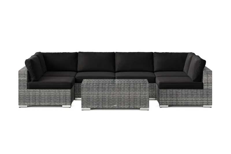 Bahamas U-formad utomhus loungegrupp med öppet avslut, 6-sits med bord - Grå - Utemöbler & utemiljö - Loungemöbler - Loungeset & loungegrupp