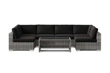 Bahamas U-formad utomhus loungegrupp med öppet avslut, 6-sits med bord och hylla - Grå - Utemöbler & utemiljö - Loungemöbler - Loungeset & loungegrupp