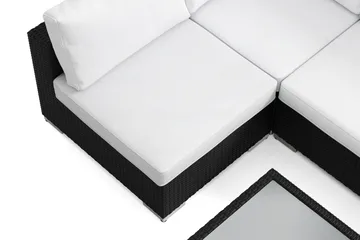Bahamas U-formad utomhus loungegrupp med öppet avslut, 6-sits med bord och hylla - Svart - Utemöbler & utemiljö - Loungemöbler - Loungeset & loungegrupp