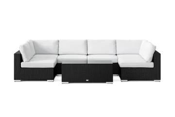Bahamas U-formad utomhus loungegrupp med öppet avslut, 6-sits med bord - Svart - Utemöbler & utemiljö - Loungemöbler - Loungeset & loungegrupp