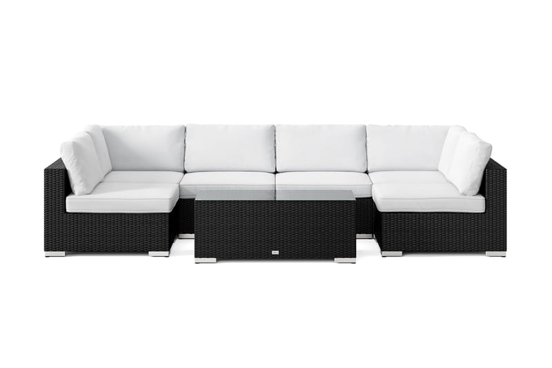 Bahamas U-formad utomhus loungegrupp med öppet avslut, 6-sits med bord - Svart - Utemöbler & utemiljö - Loungemöbler - Loungeset & loungegrupp