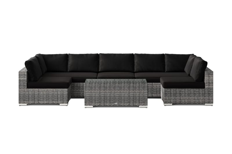 Bahamas U-formad utomhus loungegrupp med öppet avslut, 7-sits med bord - Grå - Utemöbler & utemiljö - Loungemöbler - Loungeset & loungegrupp