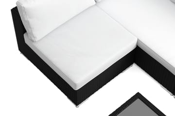 Bahamas U-formad utomhus loungegrupp med öppet avslut, 7-sits med bord och hylla - Svart - Utemöbler & utemiljö - Loungemöbler - Loungeset & loungegrupp