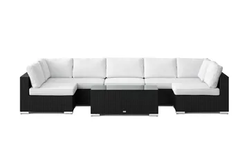 Bahamas U-formad utomhus loungegrupp med öppet avslut, 7-sits med bord - Svart - Utemöbler & utemiljö - Loungemöbler - Loungeset & loungegrupp