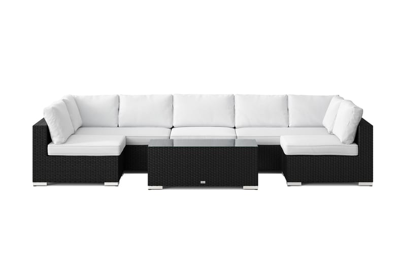 Bahamas U-formad utomhus loungegrupp med öppet avslut, 7-sits med bord - Svart - Utemöbler & utemiljö - Loungemöbler - Loungeset & loungegrupp