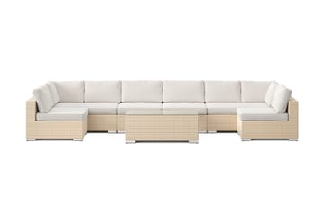 Bahamas U-formad utomhus loungegrupp med öppet avslut, 8-sits med bord - Beige - Utemöbler & utemiljö - Loungemöbler - Loungeset & loungegrupp
