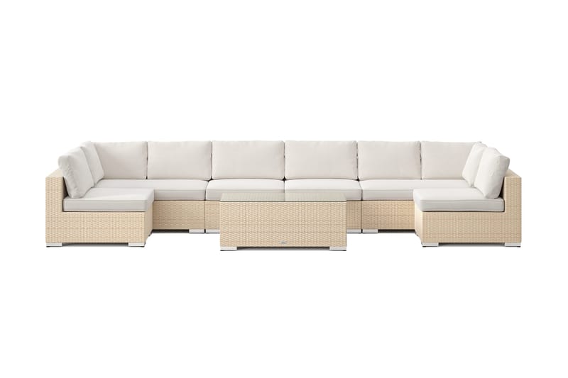 Bahamas U-formad utomhus loungegrupp med öppet avslut, 8-sits med bord - Beige - Utemöbler & utemiljö - Loungemöbler - Loungeset & loungegrupp