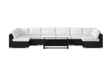 Bahamas U-formad utomhus loungegrupp med öppet avslut, 8-sits med bord och hylla - Svart - Utemöbler & utemiljö - Loungemöbler - Loungeset & loungegrupp