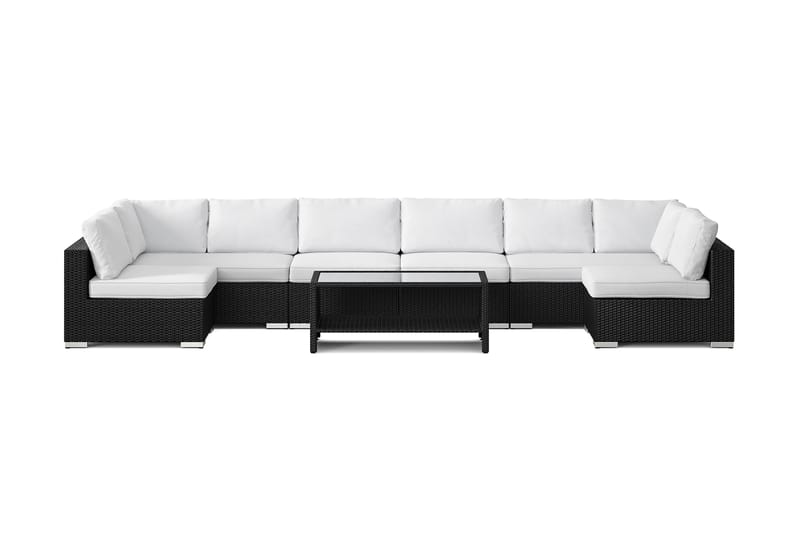 Bahamas U-formad utomhus loungegrupp med öppet avslut, 8-sits med bord och hylla - Svart - Utemöbler & utemiljö - Loungemöbler - Loungeset & loungegrupp