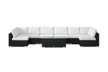 Bahamas U-formad utomhus loungegrupp med öppet avslut, 8-sits med bord - Svart - Utemöbler & utemiljö - Loungemöbler - Loungeset & loungegrupp