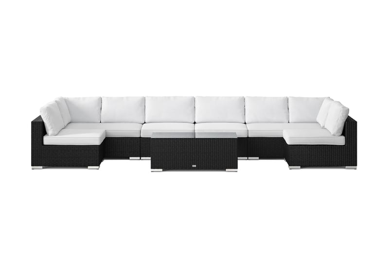 Bahamas U-formad utomhus loungegrupp med öppet avslut, 8-sits med bord - Svart - Utemöbler & utemiljö - Loungemöbler - Loungeset & loungegrupp