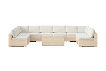 Bahamas U-formad utomhus loungegrupp med öppet avslut, 9-sits med bord - Beige - Utemöbler & utemiljö - Loungemöbler - Loungeset & loungegrupp