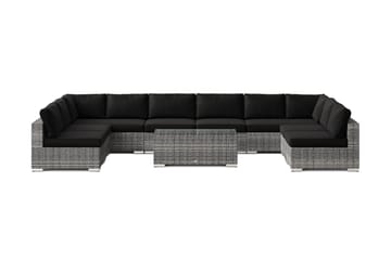 Bahamas U-formad utomhus loungegrupp med öppet avslut, 9-sits med bord - Grå - Utemöbler & utemiljö - Loungemöbler - Loungeset & loungegrupp