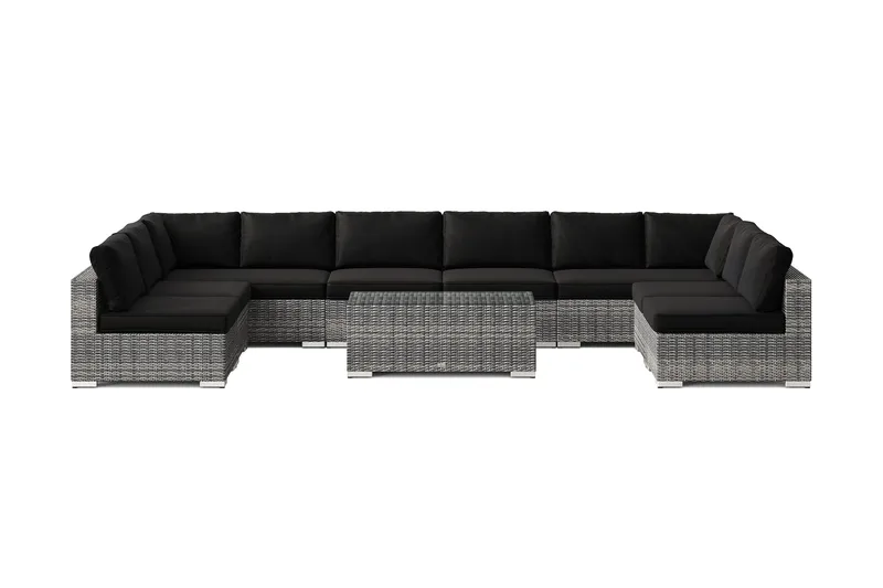Bahamas U-formad utomhus loungegrupp med öppet avslut, 9-sits med bord - Grå - Utemöbler & utemiljö - Loungemöbler - Loungeset & loungegrupp