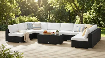 Bahamas U-formad utomhus loungegrupp med öppet avslut, 9-sits med bord - Svart - Utemöbler & utemiljö - Loungemöbler - Loungeset & loungegrupp