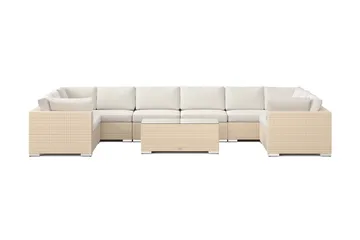 Bahamas U-formad utomhus loungegrupp med stängt avslut, 10-sits med bord - Beige - Utemöbler & utemiljö - Loungemöbler - Loungeset & loungegrupp