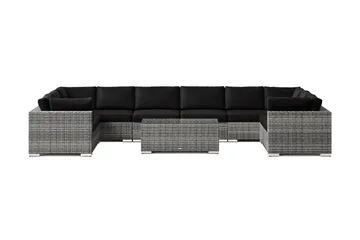 Bahamas U-formad utomhus loungegrupp med stängt avslut, 10-sits med bord - Grå - Utemöbler & utemiljö - Loungemöbler - Loungeset & loungegrupp