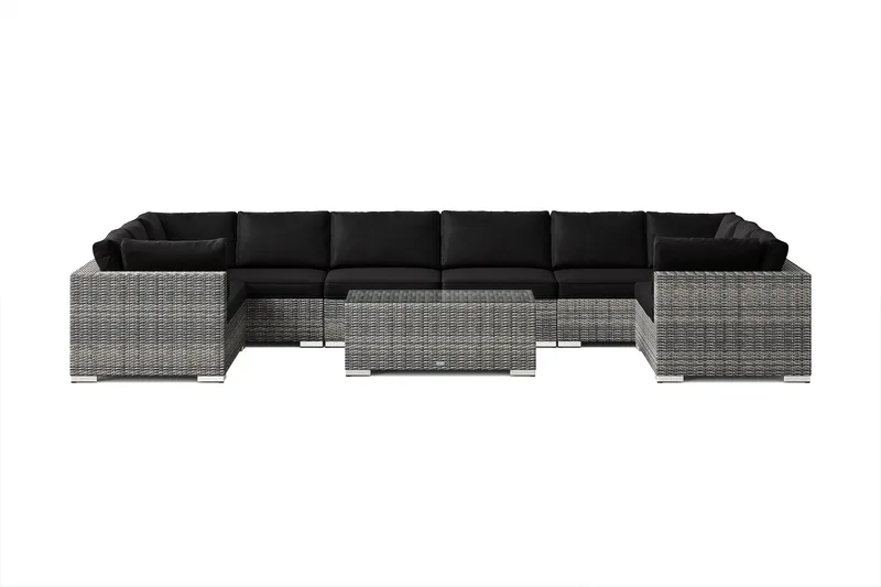 Bahamas U-formad utomhus loungegrupp med stängt avslut, 10-sits med bord - Grå - Utemöbler & utemiljö - Loungemöbler - Loungeset & loungegrupp