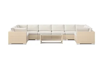 Bahamas U-formad utomhus loungegrupp med stängt avslut, 10-sits med bord och hylla - Beige - Utemöbler & utemiljö - Loungemöbler - Loungeset & loungegrupp