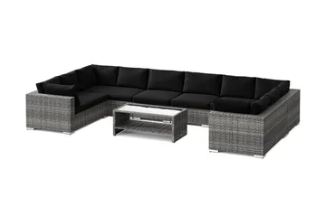 Bahamas U-formad utomhus loungegrupp med stängt avslut, 10-sits med bord och hylla - Grå - Utemöbler & utemiljö - Loungemöbler - Loungeset & loungegrupp