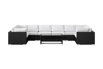 Bahamas U-formad utomhus loungegrupp med stängt avslut, 10-sits med bord och hylla - Svart - Utemöbler & utemiljö - Loungemöbler - Loungeset & loungegrupp
