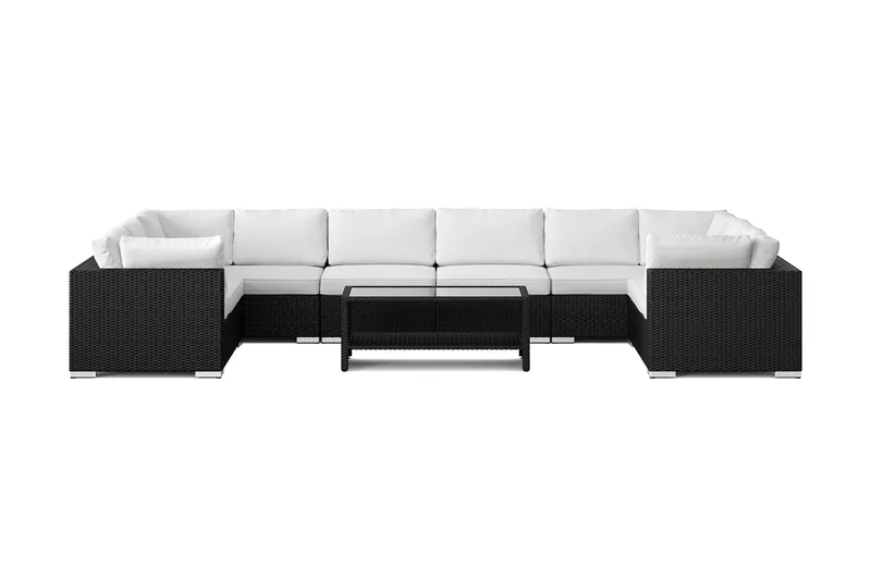 Bahamas U-formad utomhus loungegrupp med stängt avslut, 10-sits med bord och hylla - Svart - Utemöbler & utemiljö - Loungemöbler - Loungeset & loungegrupp