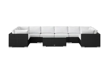 Bahamas U-formad utomhus loungegrupp med stängt avslut, 10-sits med bord - Svart - Utemöbler & utemiljö - Loungemöbler - Loungeset & loungegrupp