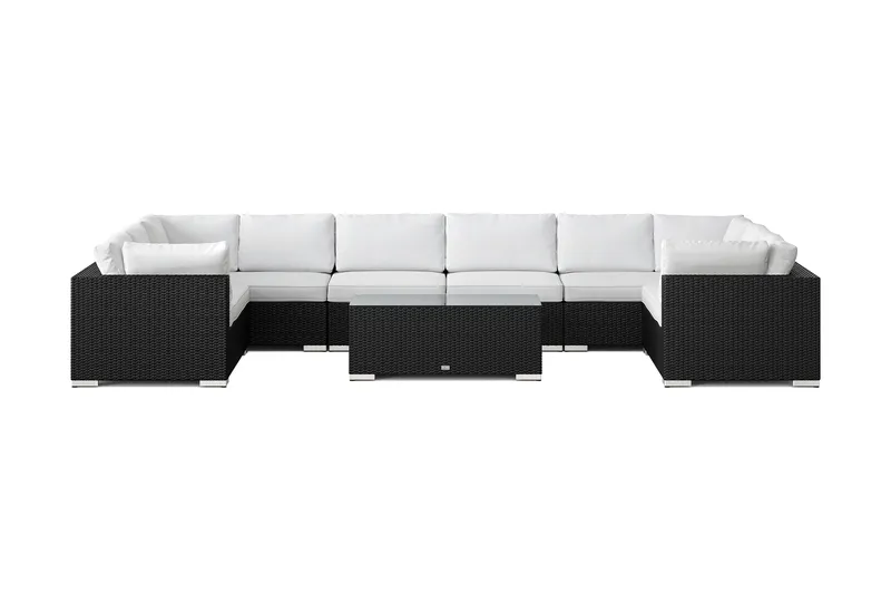 Bahamas U-formad utomhus loungegrupp med stängt avslut, 10-sits med bord - Svart - Utemöbler & utemiljö - Loungemöbler - Loungeset & loungegrupp