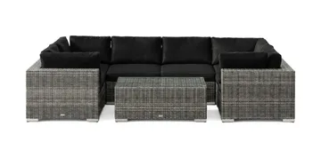 Bahamas U-formad utomhus loungegrupp med stängt avslut, 6-sits med bord - Grå - Utemöbler & utemiljö - Loungemöbler - Loungeset & loungegrupp