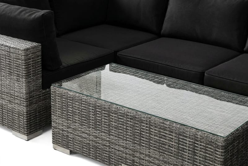 Bahamas U-formad utomhus loungegrupp med stängt avslut, 6-sits med bord - Grå - Utemöbler & utemiljö - Loungemöbler - Loungeset & loungegrupp