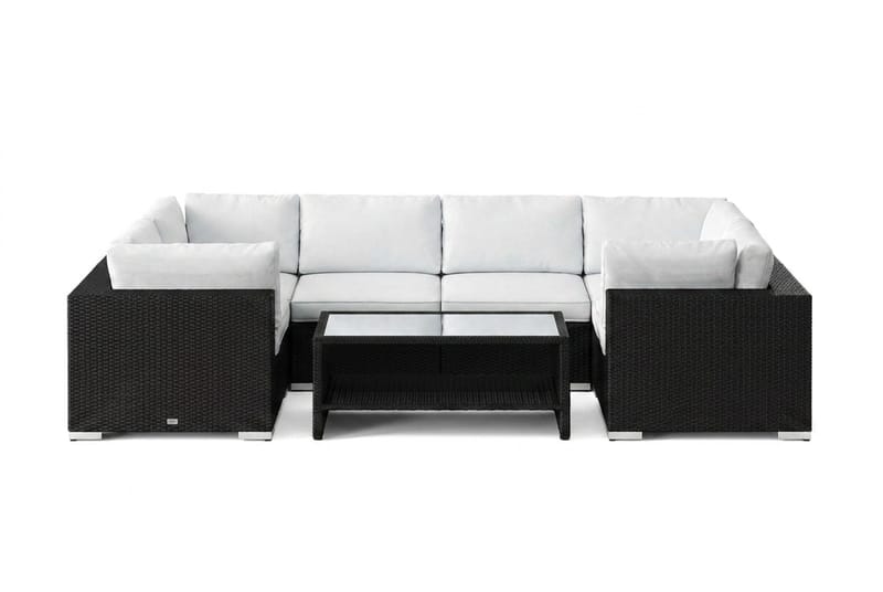 Bahamas U-formad utomhus loungegrupp med stängt avslut, 6-sits med bord och hylla - Svart - Utemöbler & utemiljö - Loungemöbler - Loungeset & loungegrupp