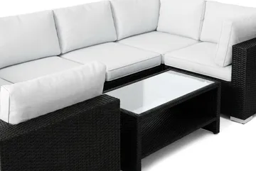 Bahamas U-formad utomhus loungegrupp med stängt avslut, 6-sits med bord och hylla - Svart - Utemöbler & utemiljö - Loungemöbler - Loungeset & loungegrupp