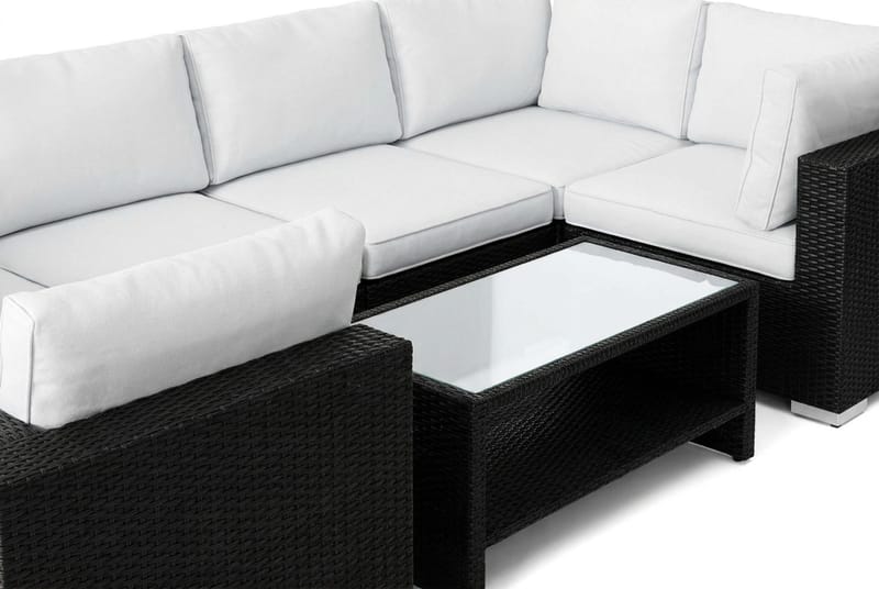Bahamas U-formad utomhus loungegrupp med stängt avslut, 6-sits med bord och hylla - Svart - Utemöbler & utemiljö - Loungemöbler - Loungeset & loungegrupp
