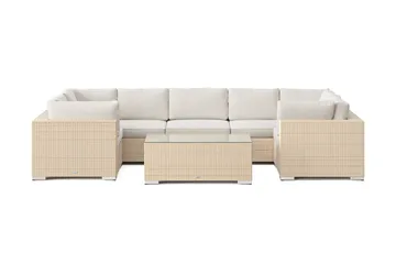 Bahamas U-formad utomhus loungegrupp med stängt avslut, 7-sits med bord - Beige - Utemöbler & utemiljö - Loungemöbler - Loungeset & loungegrupp