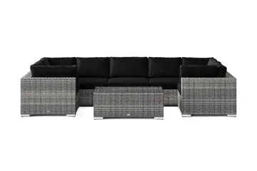 Bahamas U-formad utomhus loungegrupp med stängt avslut, 7-sits med bord - Grå - Utemöbler & utemiljö - Loungemöbler - Loungeset & loungegrupp