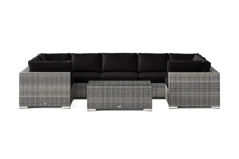 Bahamas U-formad utomhus loungegrupp med stängt avslut, 7-sits med bord - Grå - Utemöbler & utemiljö - Loungemöbler - Loungeset & loungegrupp