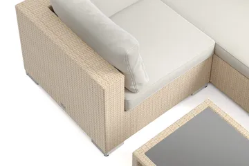 Bahamas U-formad utomhus loungegrupp med stängt avslut, 7-sits med bord och hylla - Beige - Utemöbler & utemiljö - Loungemöbler - Loungeset & loungegrupp