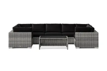 Bahamas U-formad utomhus loungegrupp med stängt avslut, 7-sits med bord och hylla - Grå - Utemöbler & utemiljö - Loungemöbler - Loungeset & loungegrupp