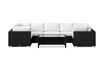 Bahamas U-formad utomhus loungegrupp med stängt avslut, 7-sits med bord och hylla - Svart - Utemöbler & utemiljö - Loungemöbler - Loungeset & loungegrupp