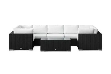 Bahamas U-formad utomhus loungegrupp med stängt avslut, 7-sits med bord - Svart - Utemöbler & utemiljö - Loungemöbler - Loungeset & loungegrupp