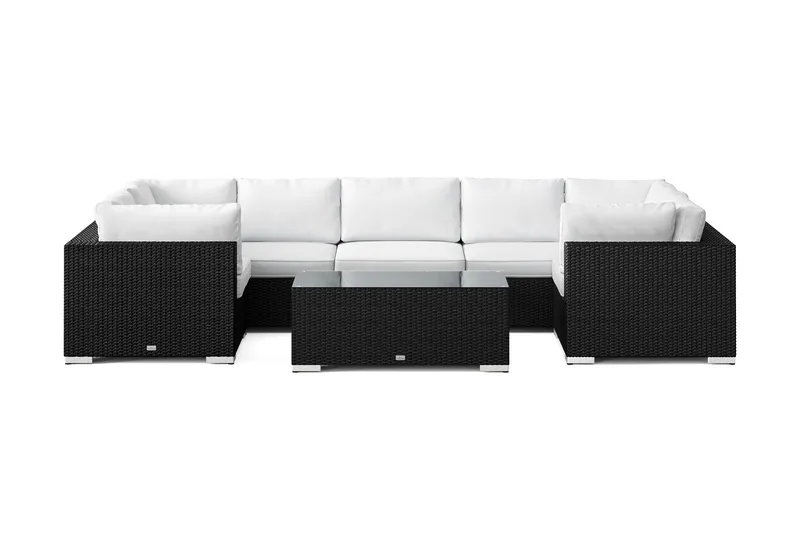 Bahamas U-formad utomhus loungegrupp med stängt avslut, 7-sits med bord - Svart - Utemöbler & utemiljö - Loungemöbler - Loungeset & loungegrupp