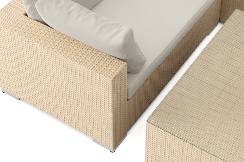 Bahamas U-formad utomhus loungegrupp med stängt avslut, 8-sits med bord - Beige - Utemöbler & utemiljö - Loungemöbler - Loungeset & loungegrupp