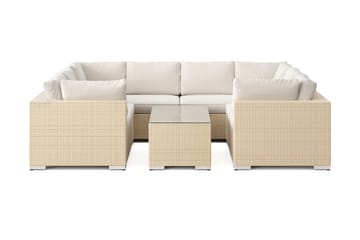 Bahamas U-formad utomhus loungegrupp med stängt avslut, 8-sits med bord - Beige - Utemöbler & utemiljö - Loungemöbler - Loungeset & loungegrupp