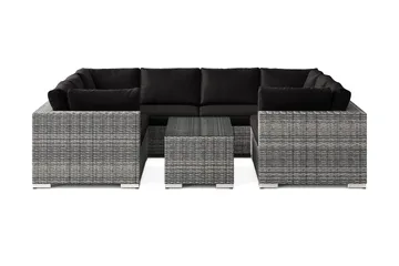 Bahamas U-formad utomhus loungegrupp med stängt avslut, 8-sits med bord - Grå - Utemöbler & utemiljö - Loungemöbler - Loungeset & loungegrupp