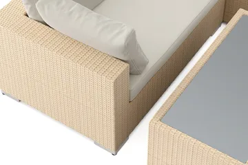 Bahamas U-formad utomhus loungegrupp med stängt avslut, 8-sits med bord och hylla - Beige - Utemöbler & utemiljö - Loungemöbler - Loungeset & loungegrupp