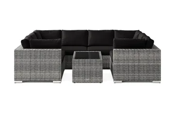 Bahamas U-formad utomhus loungegrupp med stängt avslut, 8-sits med bord och hylla - Grå - Utemöbler & utemiljö - Loungemöbler - Loungeset & loungegrupp